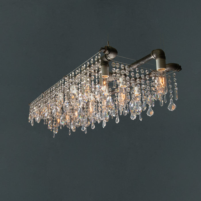 Industrial Triple Rail Chandelier