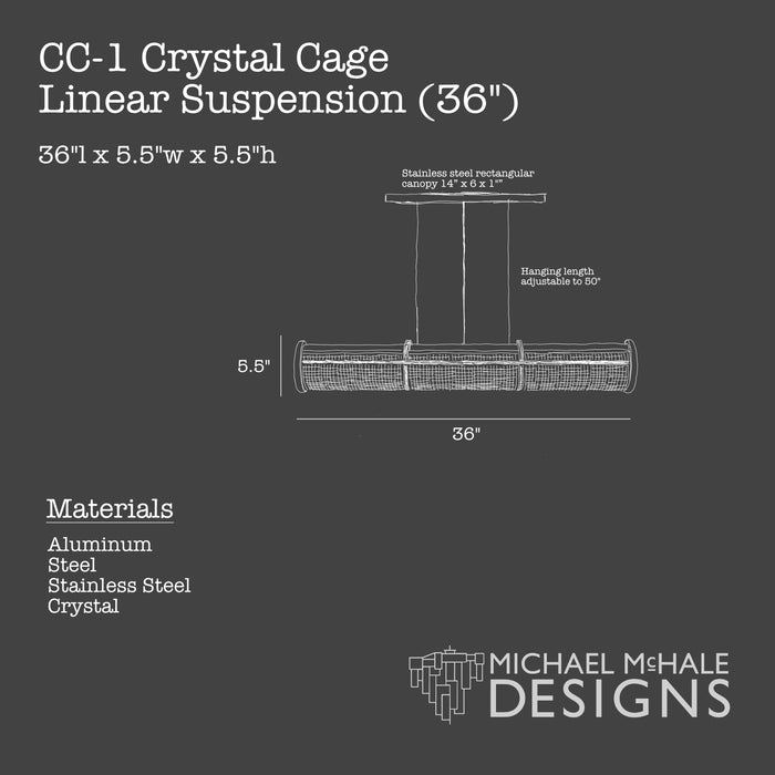 Crystal Cage LED Linear Suspension Aluminum