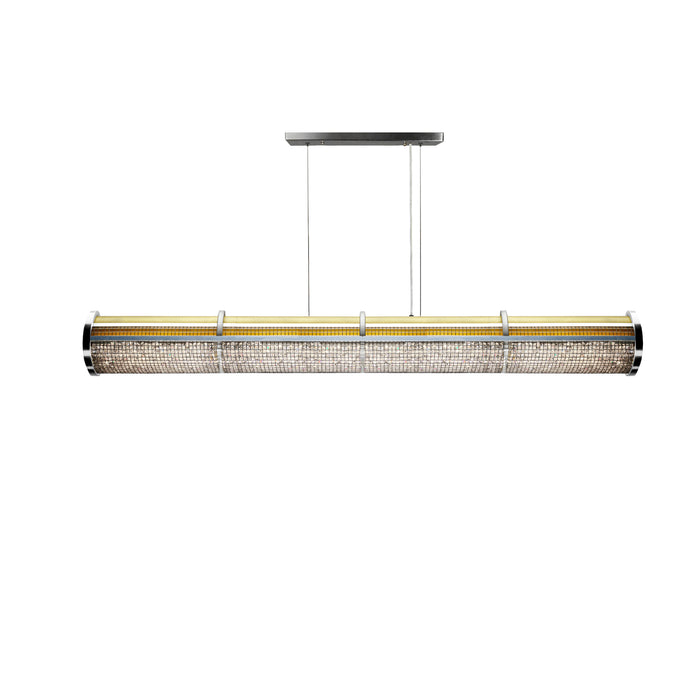 Crystal Cage LED Long Linear Suspension Gold