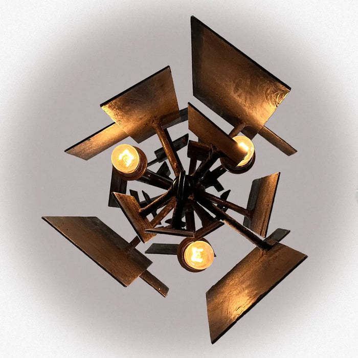 Custom Waxed Steel Brutalist Pendant Light