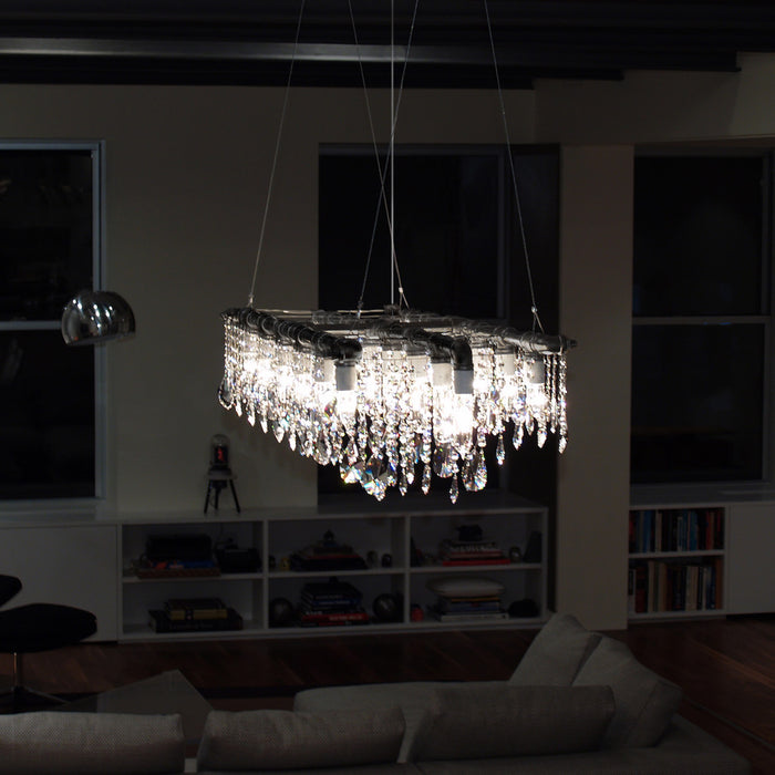 Industrial Triple Rail Chandelier