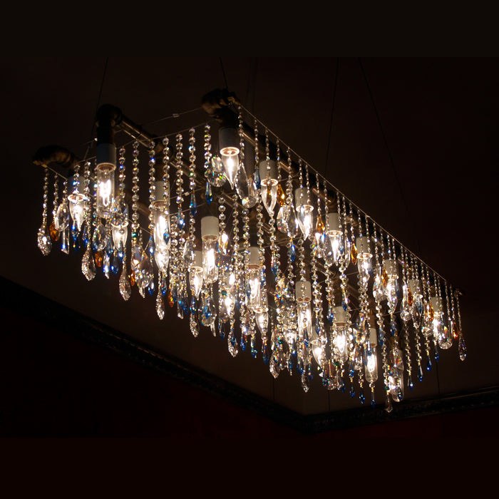 Industrial Triple Rail Chandelier