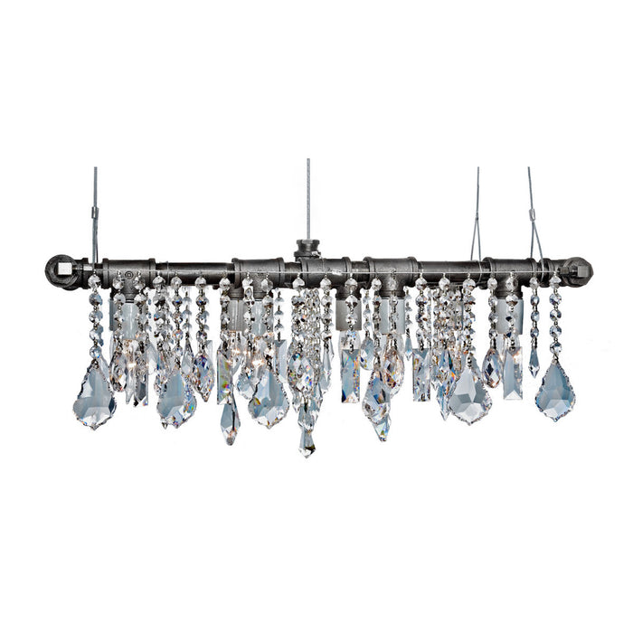 Industrial Mini-Banqueting Linear Suspension Black Steel Chandelier