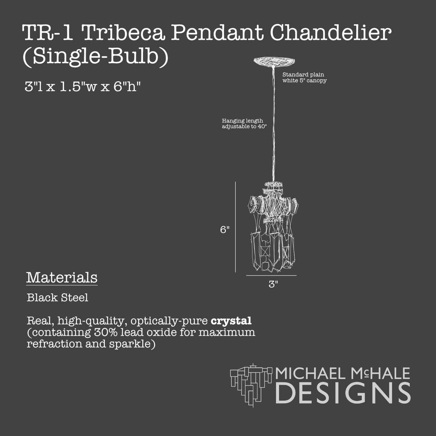 Tribeca Chandelier Pendant Single Bulb Light Fixture — Michael McHale