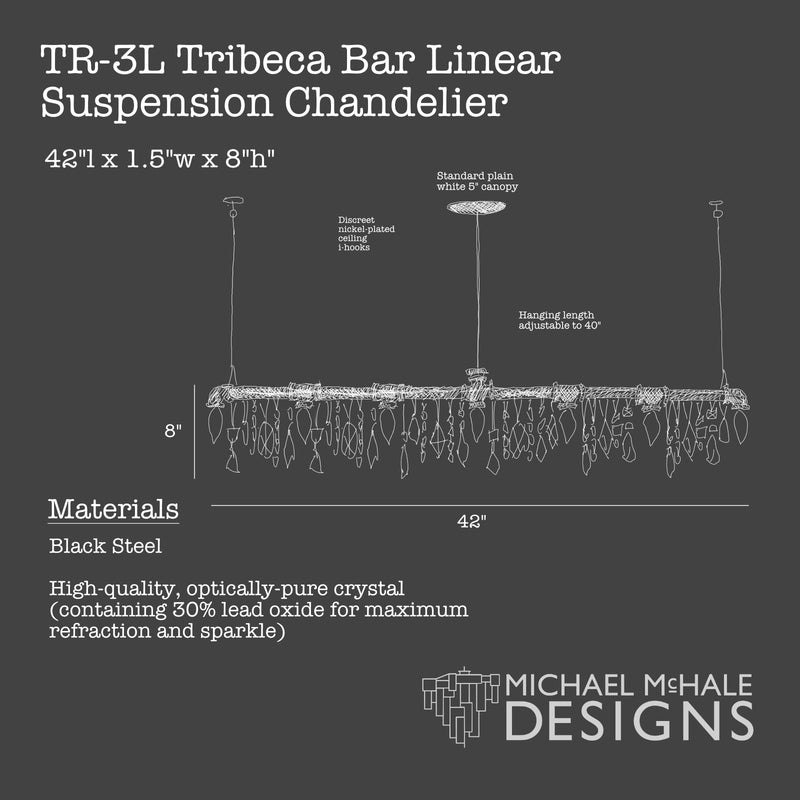 Tribeca Bar Chandelier Linear Suspension (42") - Michael McHale Designs