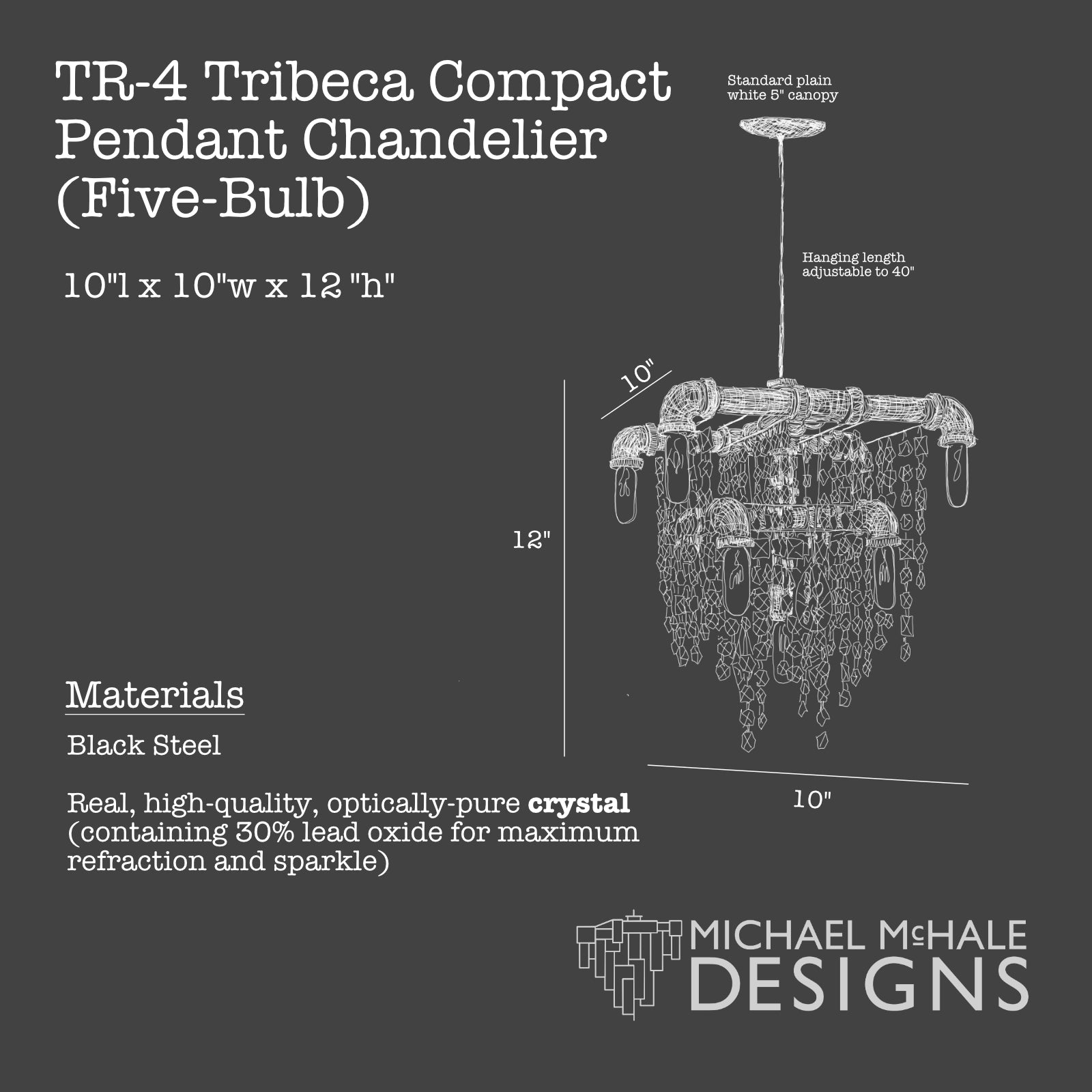 Tribeca Chandelier Pendant (9 - Bulb) - Michael McHale Designs